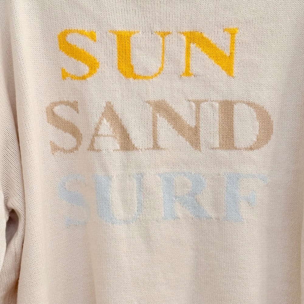 Saltwater Luxe SUN SAND SURF Sweater Cream Graphic Knit XL NWT - Picture 3 of 9